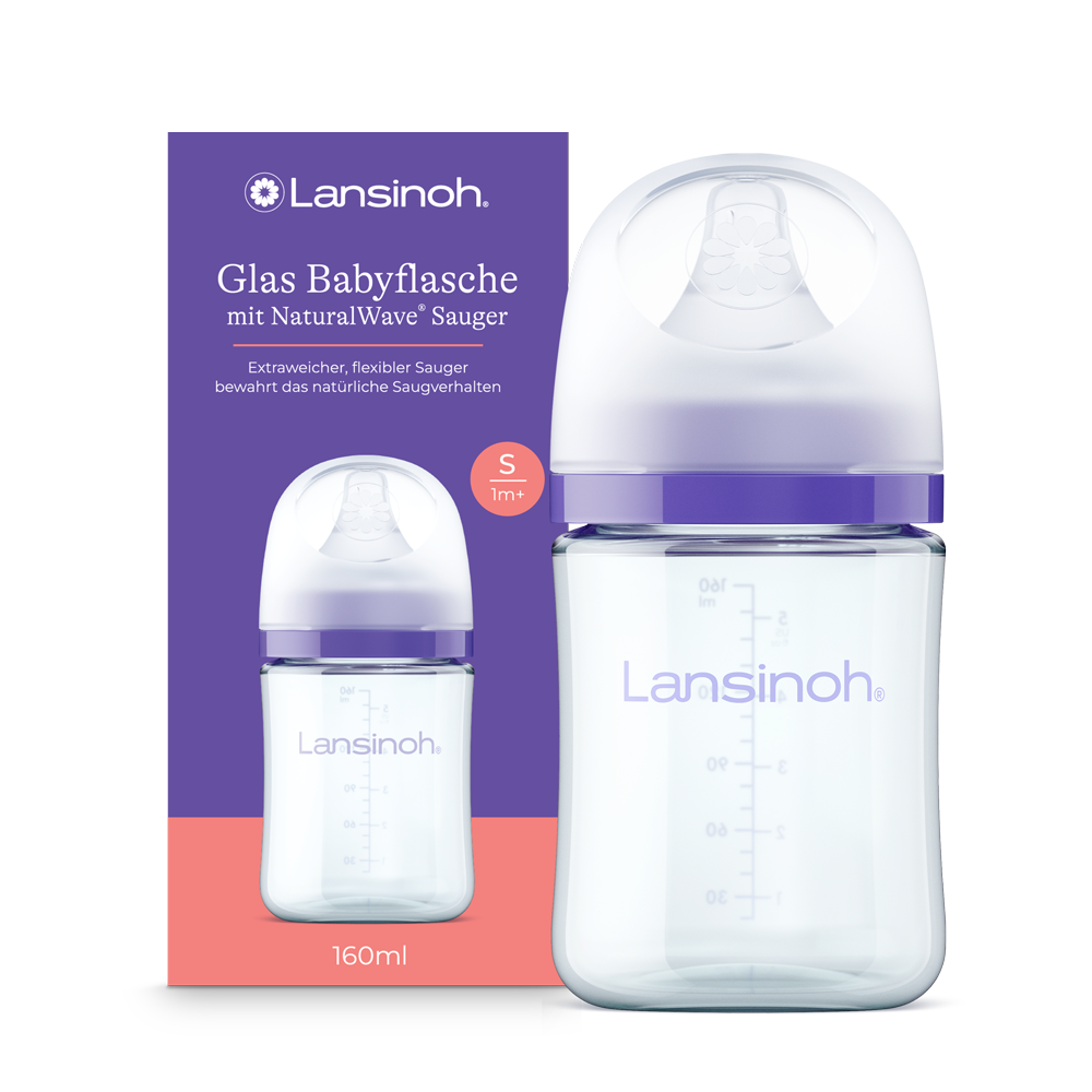 Glas Babyflasche mit NaturalWave® Sauger S, 160 ml