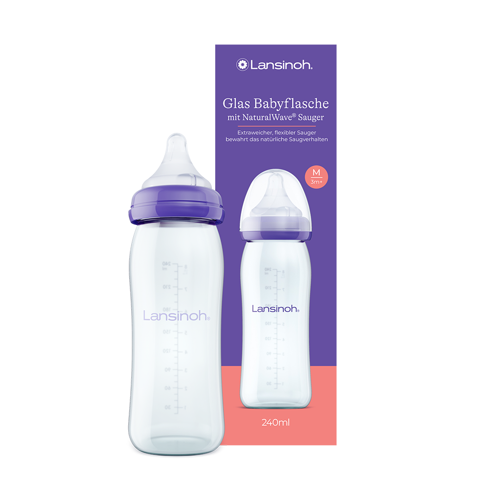 Glas-Babyflasche mit NaturalWave Sauger von Lansinoh