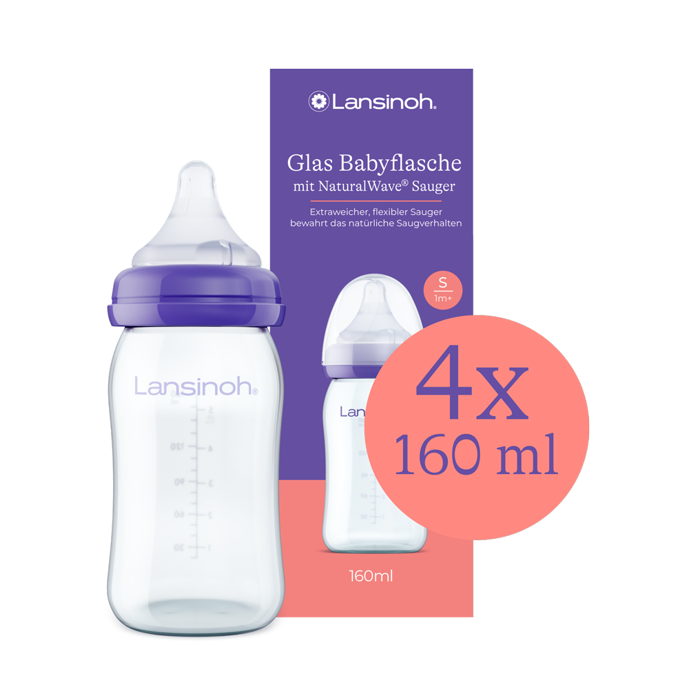 Glas-Babyflasche mit NaturalWave Sauger von Lansinoh 160 ml