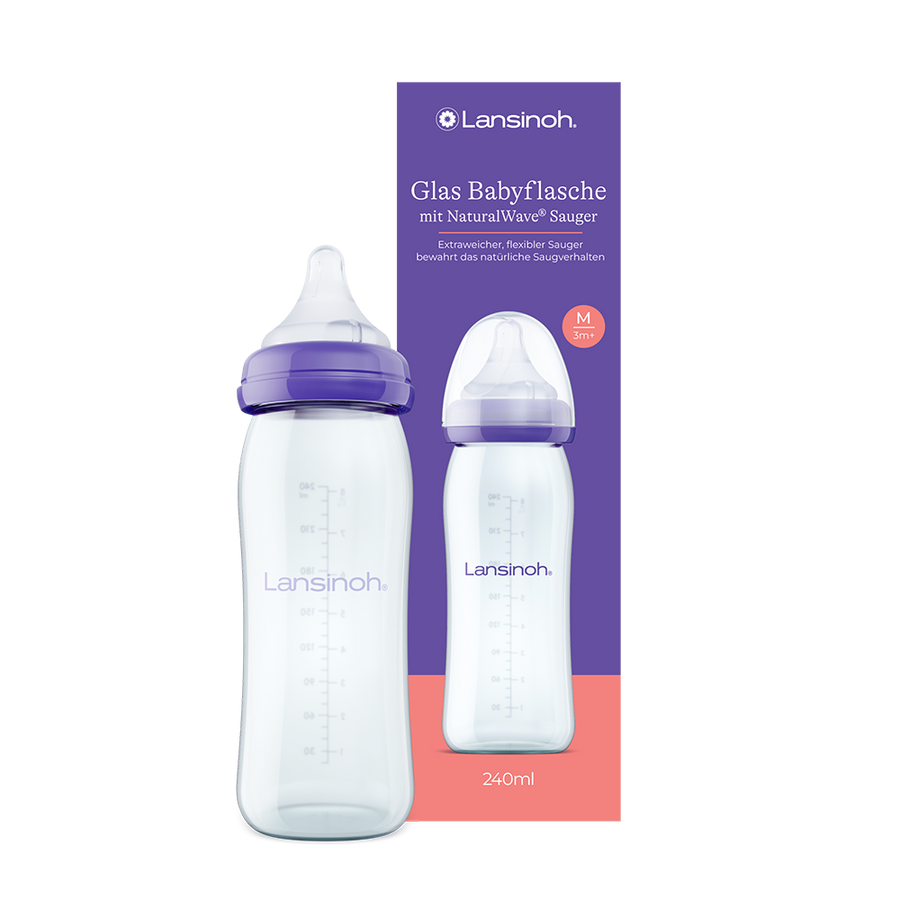 Glas-Babyflasche mit NaturalWave Sauger von Lansinoh