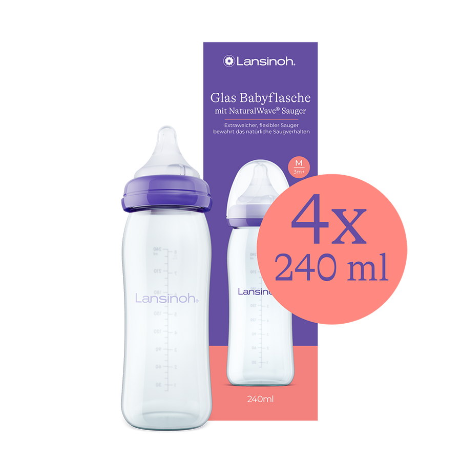 Glas-Babyflasche mit NaturalWave Sauger von Lansinoh